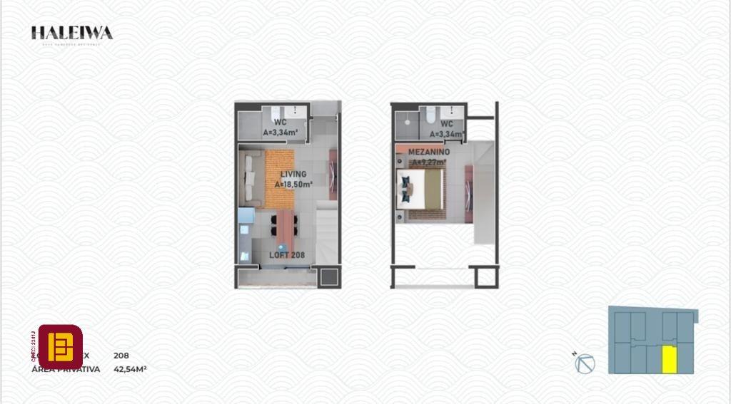 Loft com 42m², 1 quarto (sendo 1 suíte), 1 garagem, no bairro Novo Campeche em Florianópolis
