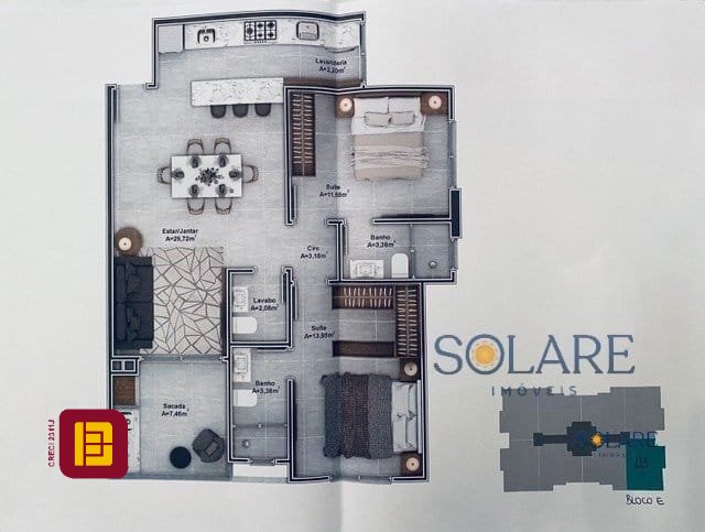 Apartamento com 85m², 4 quartos (sendo 2 suítes), 2 garagens, no bairro Cachoeira do Bom Jesus em Florianópolis