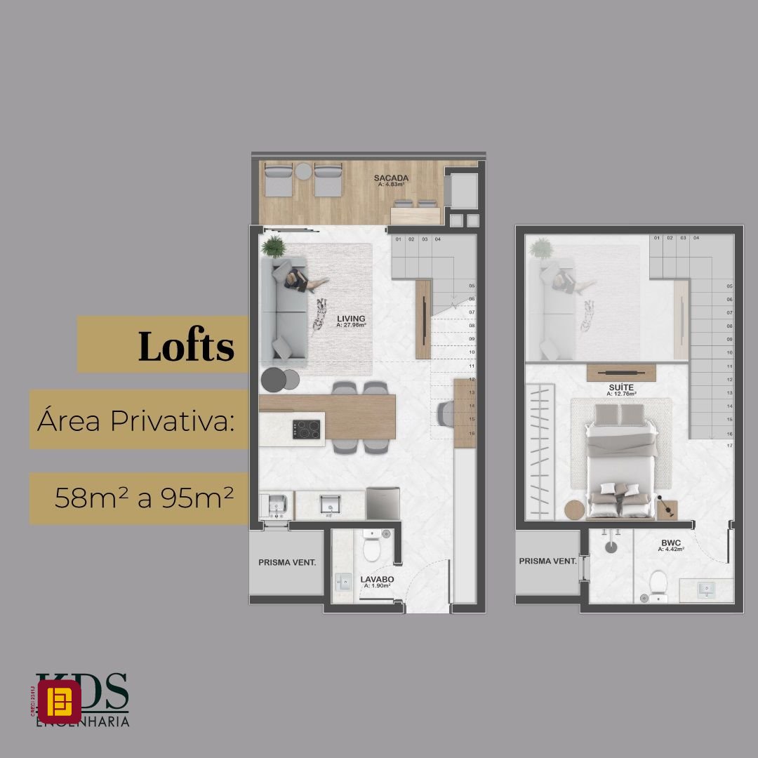 Loft com 75m², 2 quartos (sendo 2 suítes), 2 garagens, no bairro Santo Antônio de Lisboa em Florianópolis