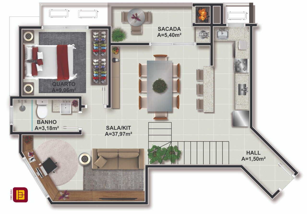 Cobertura com 102m², 3 quartos (sendo 2 suítes), 2 garagens, no bairro Itacorubi em Florianópolis