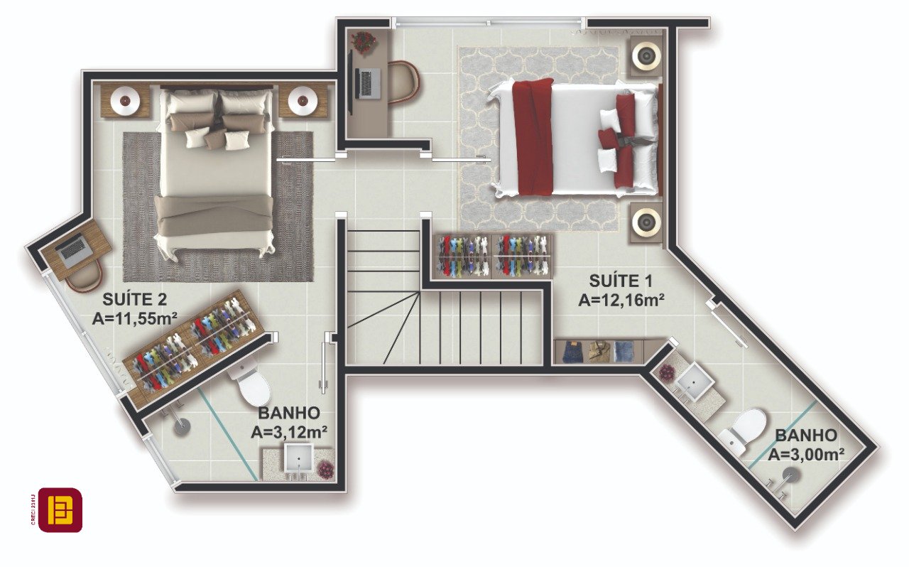 Cobertura com 102m², 3 quartos (sendo 2 suítes), 2 garagens, no bairro Itacorubi em Florianópolis