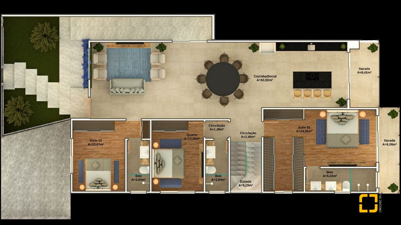 Casa com 300m², 3 quartos (sendo 2 suítes), 2 garagens, no bairro Pedra Branca em Palhoça