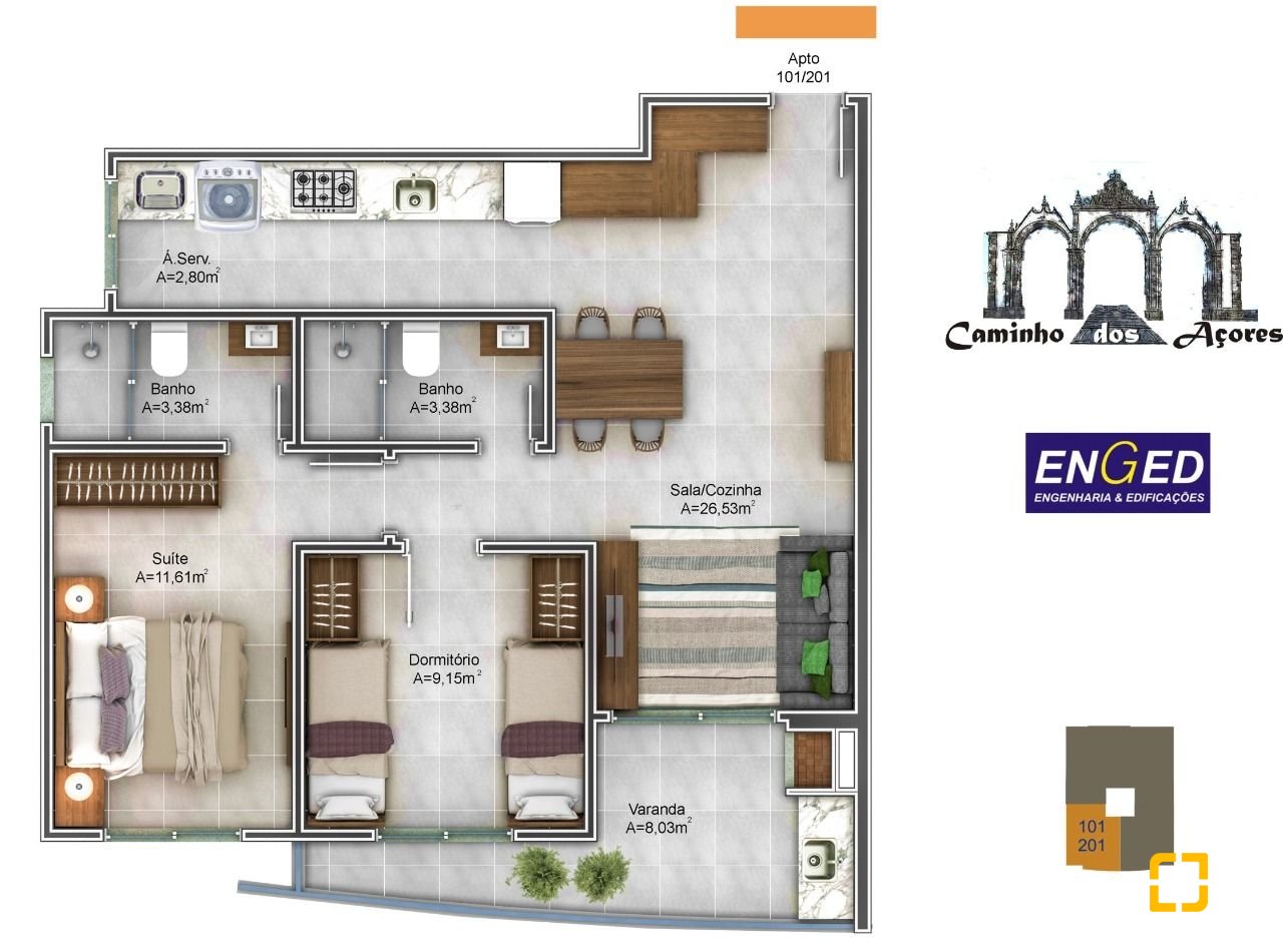 Apartamento com 73m², 3 quartos (sendo 1 suíte), 1 garagem, no bairro Pântano do Sul em Florianópolis