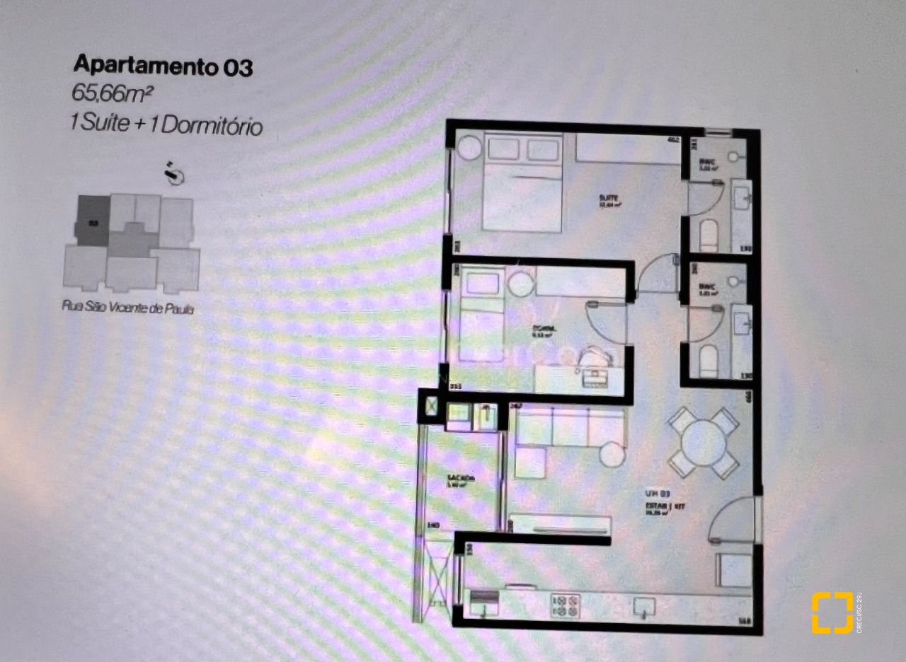 Apartamento com 65m², 3 quartos (sendo 1 suíte), 1 garagem, no bairro Beiramar em Florianópolis