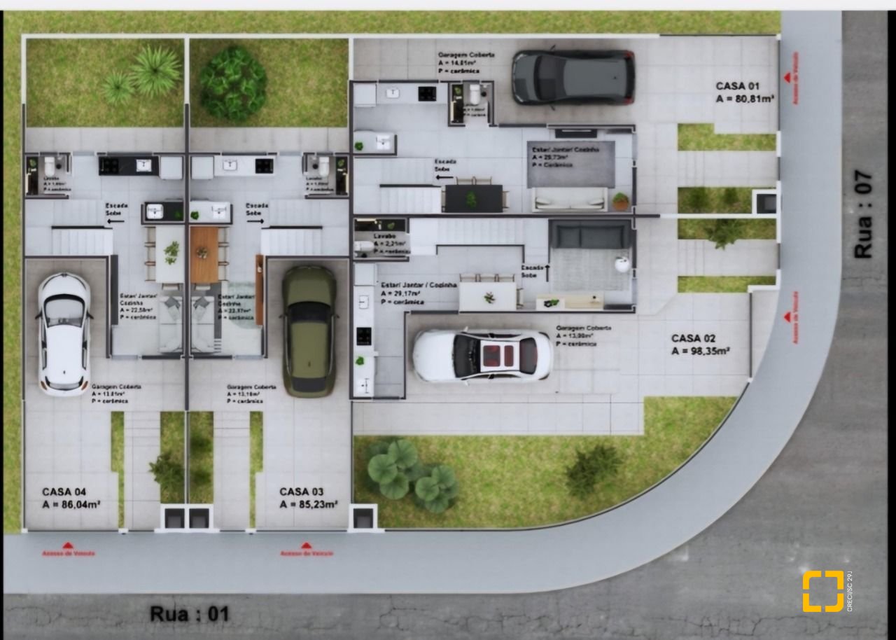 Casa com 98m², 3 quartos (sendo 1 suíte), 1 garagem, no bairro Forquilhas em São José
