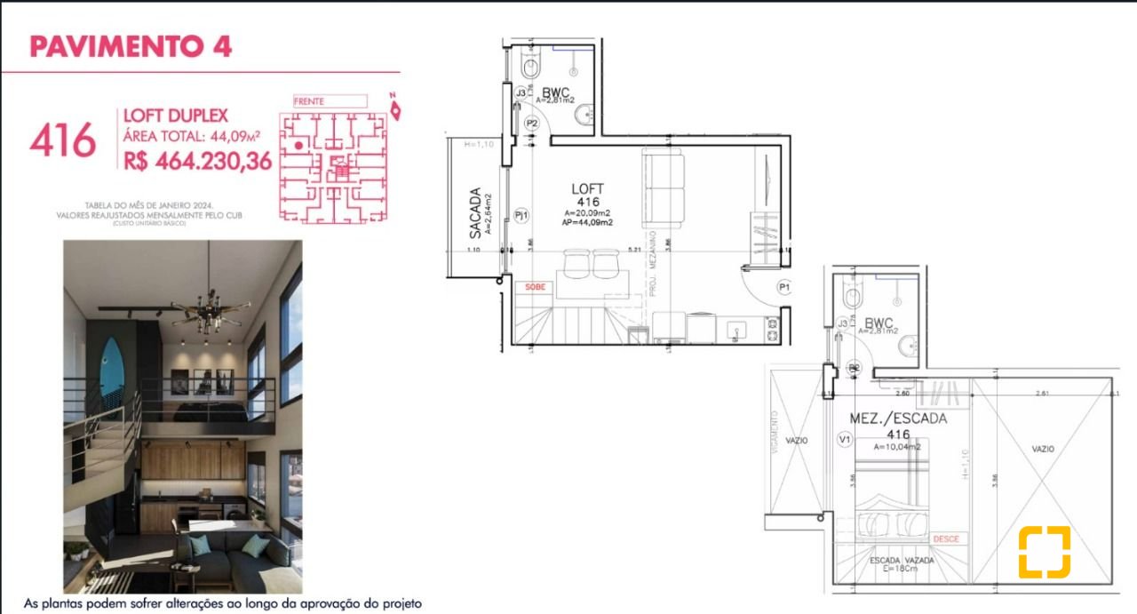 Studio com 44m², 1 quarto, 1 garagem, no bairro Canasvieiras em Florianópolis