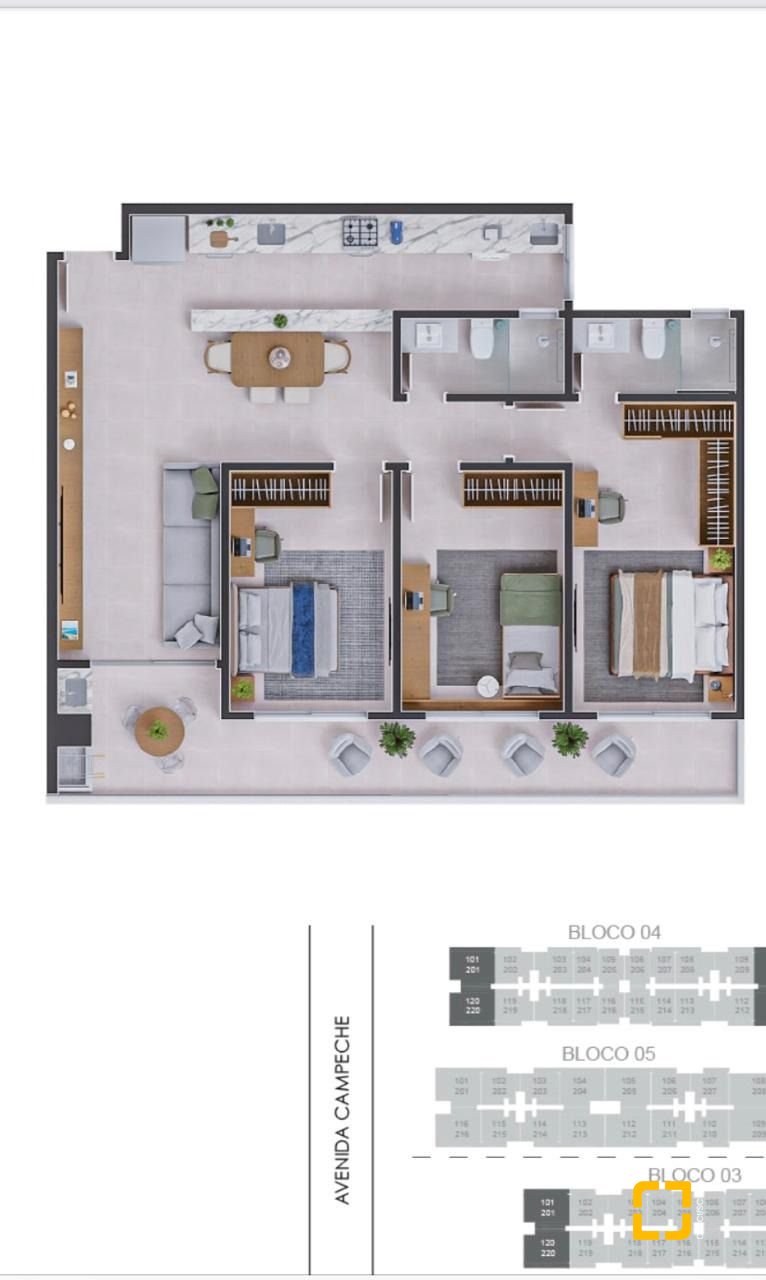 Apartamento com 105m², 3 quartos (sendo 1 suíte), 2 garagens, no bairro Campeche em Florianópolis