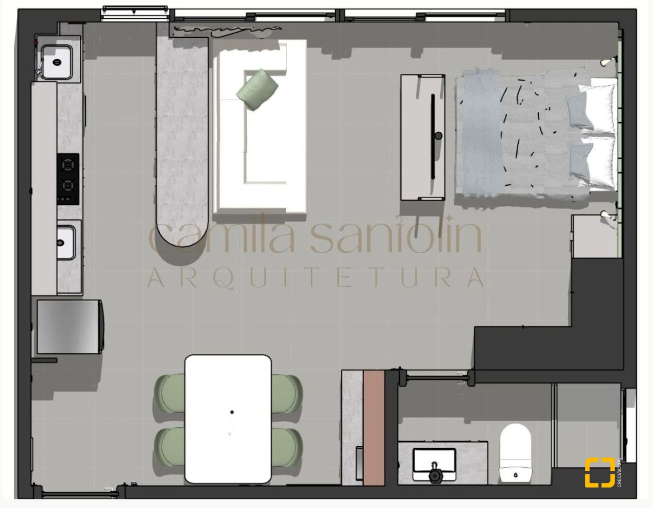 Studio com 40m², 1 quarto, 1 garagem, no bairro Centro em Florianópolis