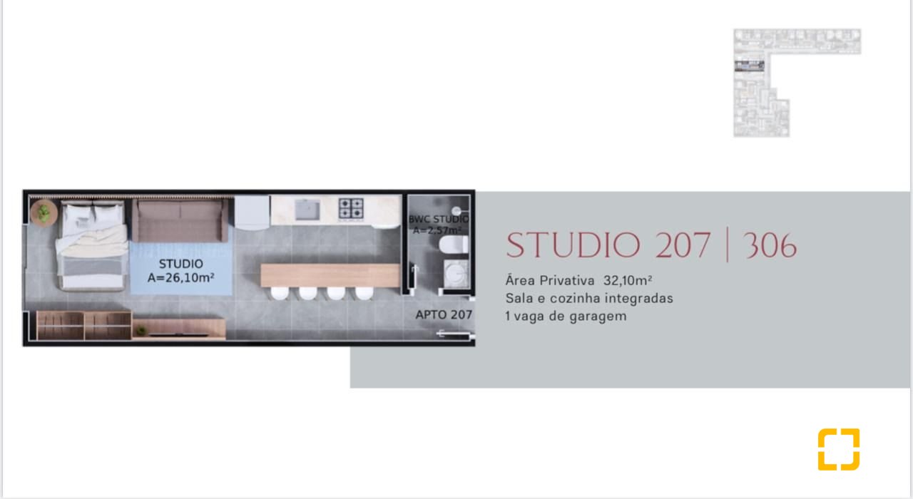 Studio com 32m², 2 quartos (sendo 1 suíte), 1 garagem, no bairro Ribeirão da Ilha em Florianópolis