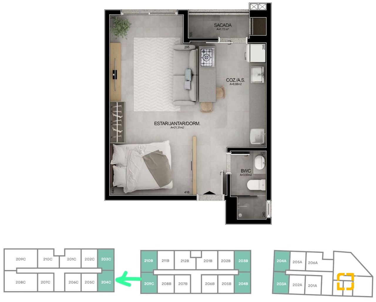 Apartamento com 53m², 1 quarto, 1 garagem, no bairro Campeche em Florianópolis