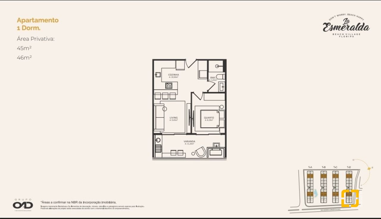 Apartamento com 45m², 1 quarto, 1 garagem, no bairro Morro das Pedras em Florianópolis