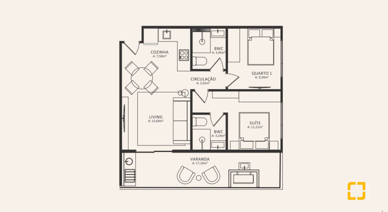 Apartamento com 73m², 3 quartos (sendo 1 suíte), 1 garagem, no bairro Morro das Pedras em Florianópolis