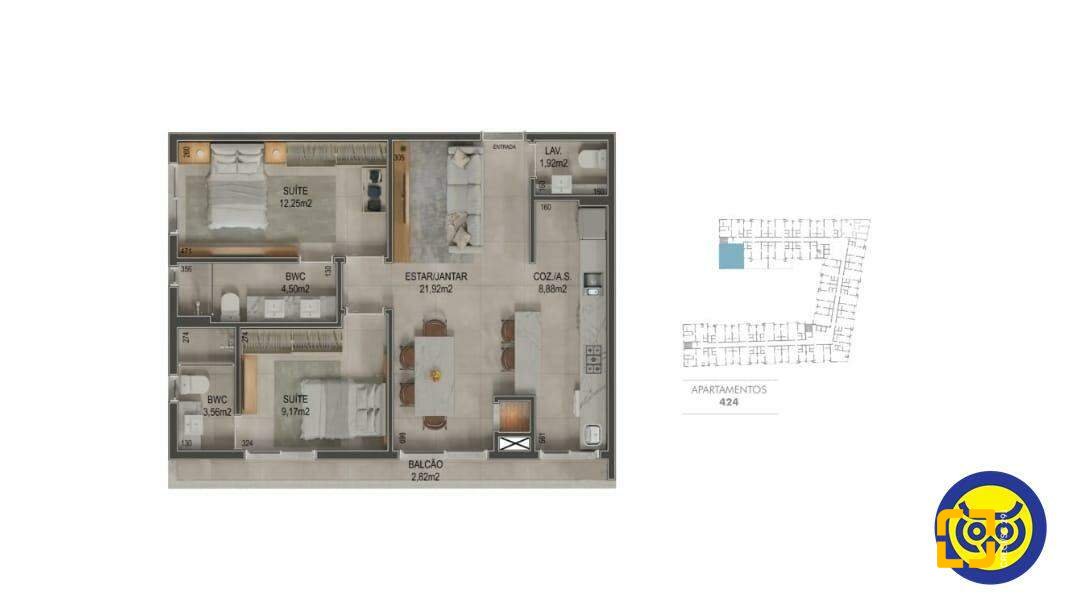 Apartamento com 79m², 2 quartos (sendo 2 suítes), 2 garagens, no bairro Jurerê Tradicional em Florianópolis