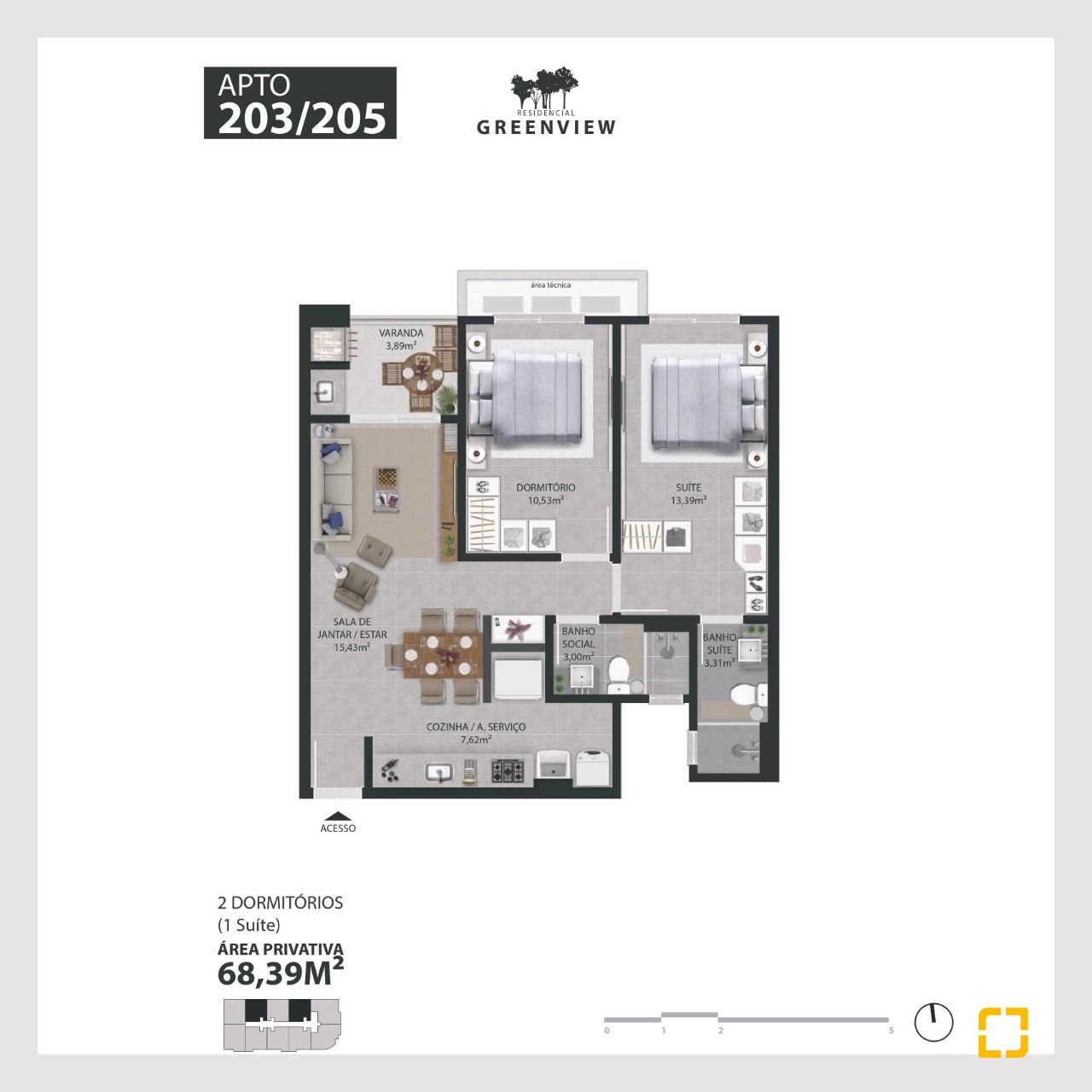 Apartamento com 68m², 3 quartos (sendo 1 suíte), 1 garagem, no bairro Ingleses em Florianópolis