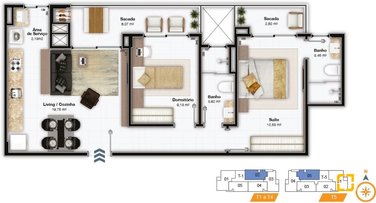 Apartamento com 75m², 3 quartos (sendo 1 suíte), 2 garagens, no bairro Itacorubi em Florianópolis