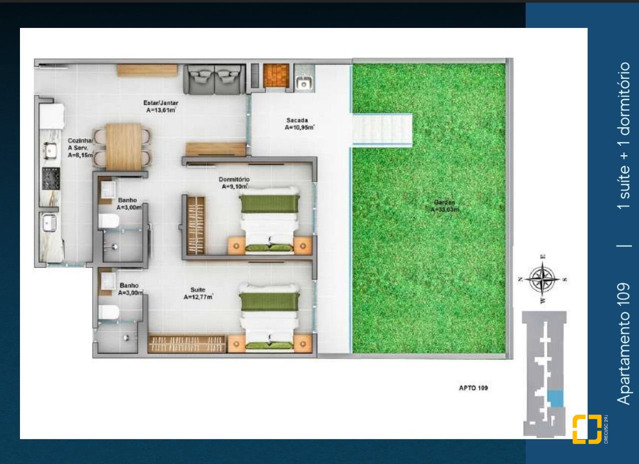 Apartamento com 63m², 3 quartos (sendo 1 suíte), 1 garagem, no bairro Ingleses em Florianópolis