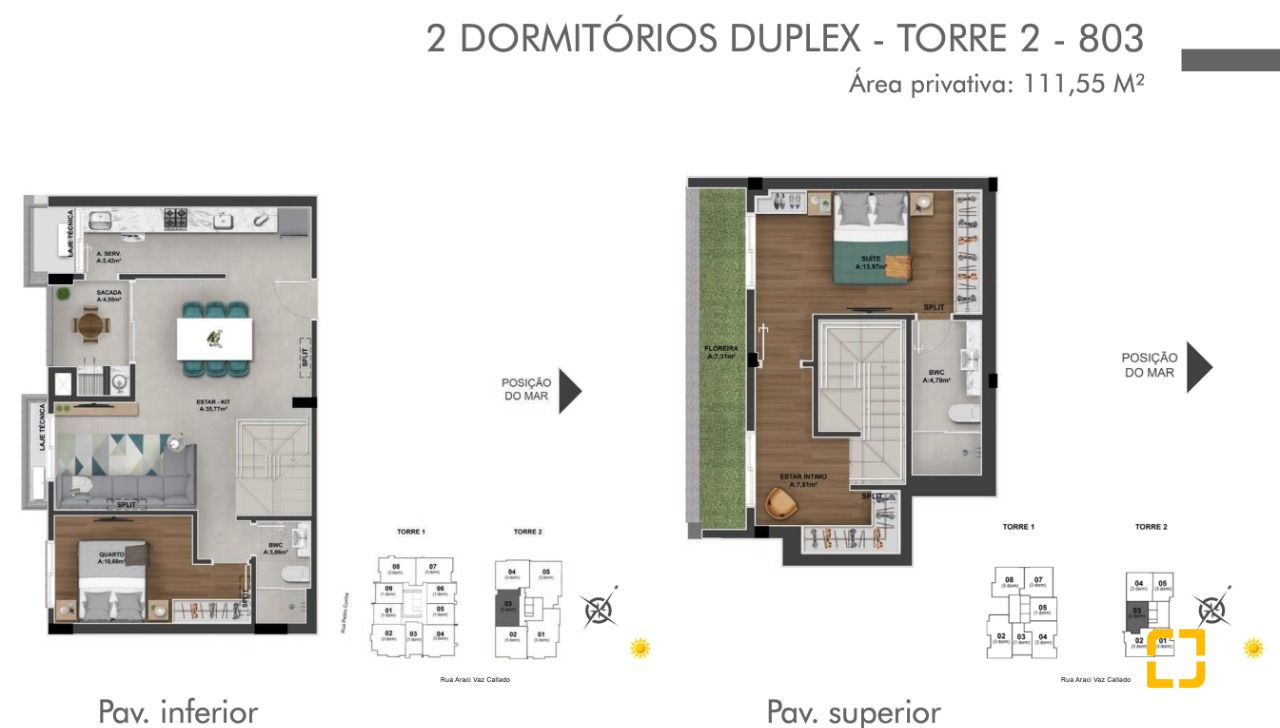 Apartamento com 111m², 3 quartos (sendo 1 suíte), 2 garagens, no bairro Estreito em Florianópolis