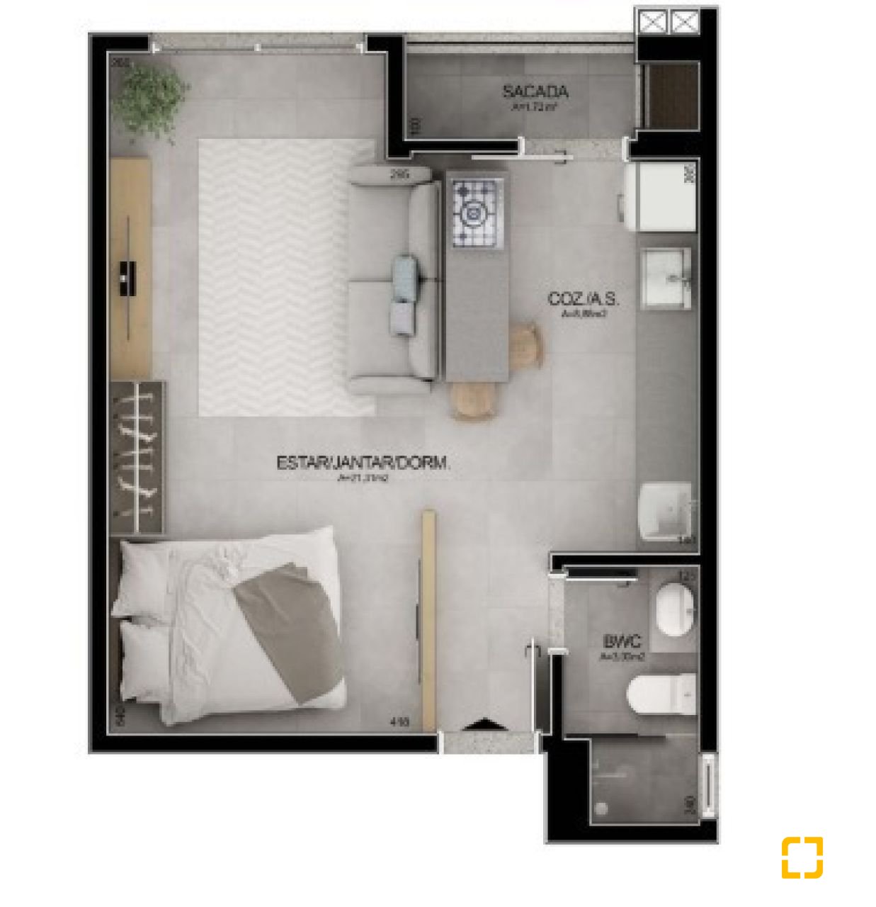 Studio com 41m², 1 quarto, 1 garagem, no bairro Campeche em Florianópolis