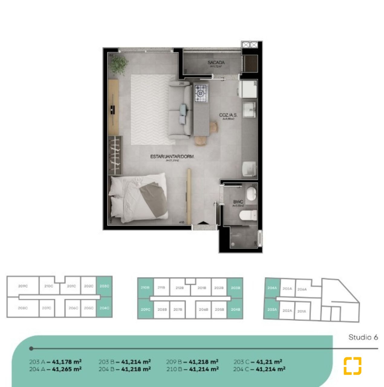 Studio com 41m², 1 quarto, 1 garagem, no bairro Campeche em Florianópolis