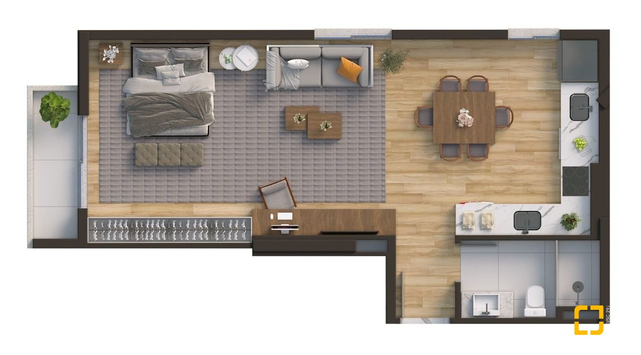 Studio com 53m², 1 quarto, no bairro Kobrasol em São José