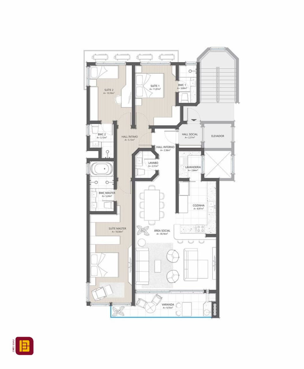 Apartamento com 133m², 6 quartos (sendo 3 suítes), 2 garagens, no bairro João Paulo em Florianópolis