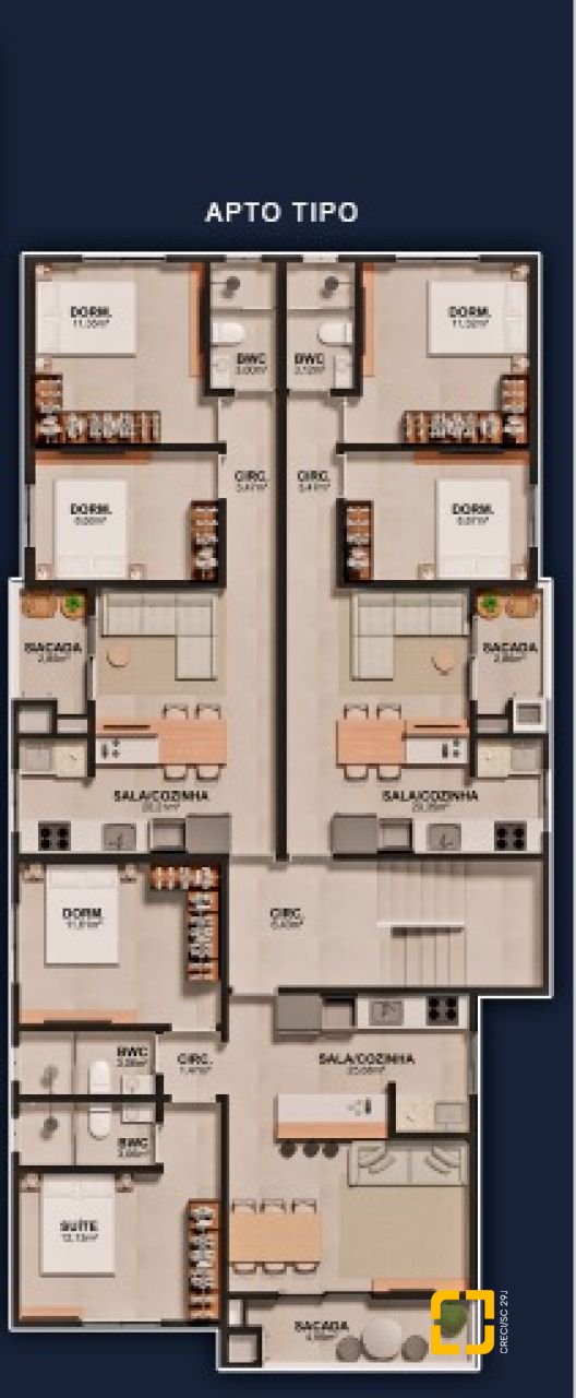 Apartamento com 57m², 2 quartos, 1 garagem, no bairro Serraria em São José