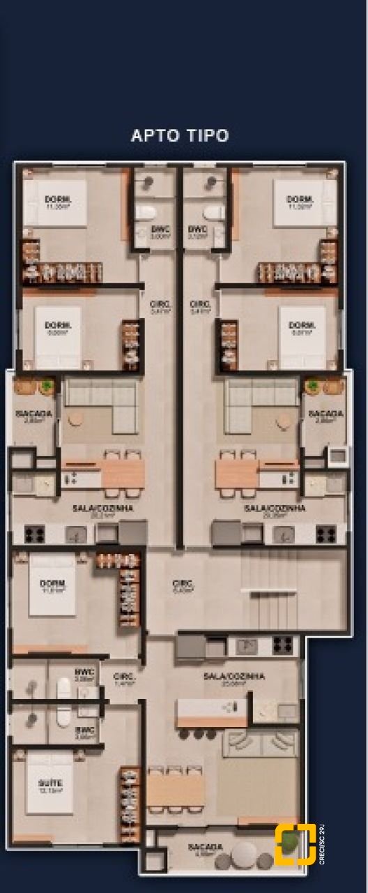 Apartamento com 57m², 2 quartos, 1 garagem, no bairro Serraria em São José