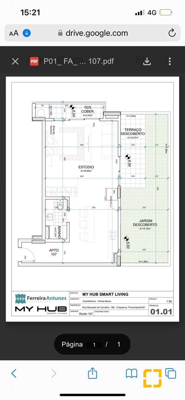 Studio com 75m², 1 quarto (sendo 1 suíte), 1 garagem, no bairro Coqueiros em Florianópolis