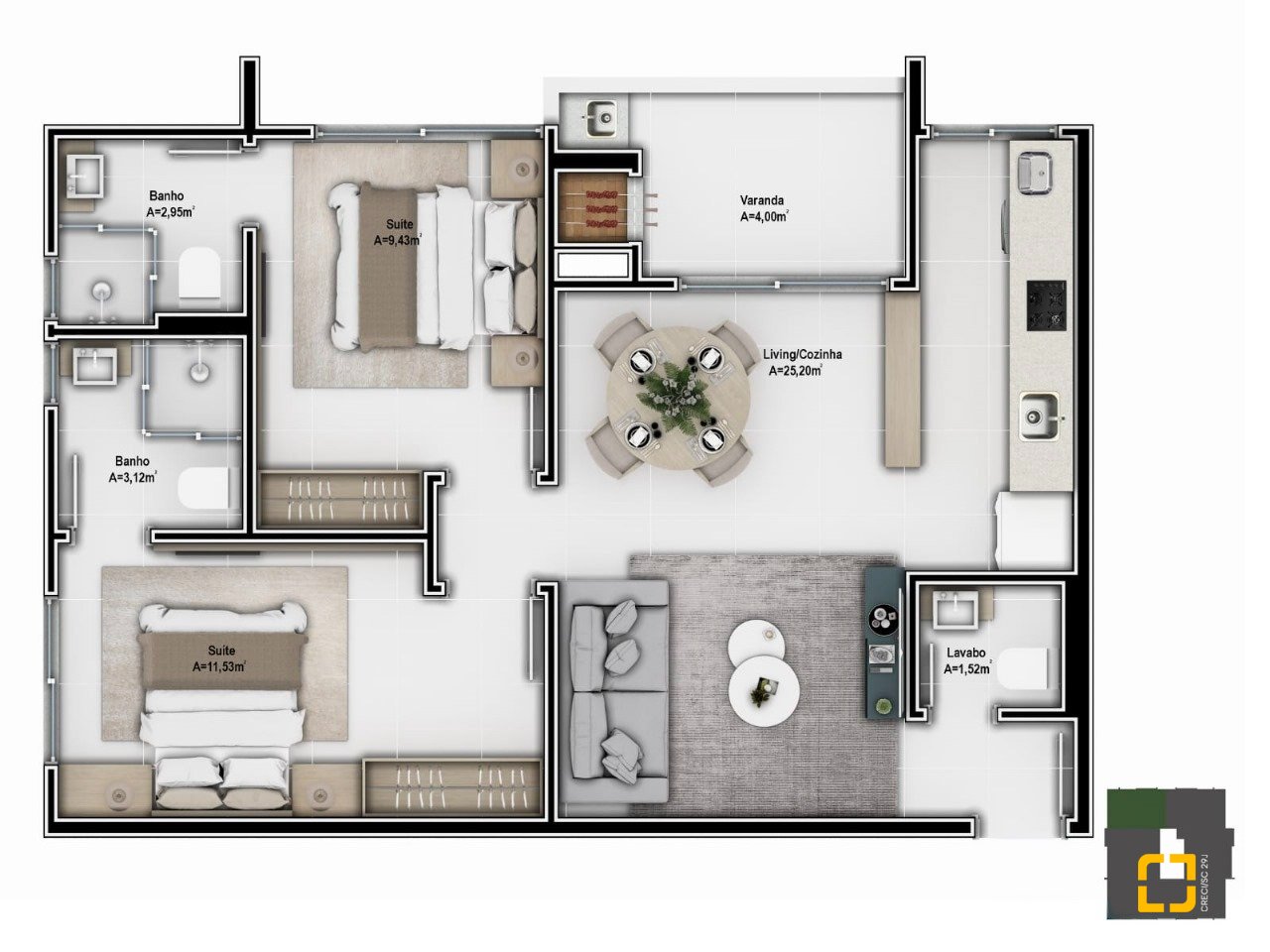 Apartamento com 67m², 4 quartos (sendo 2 suítes), 1 garagem, no bairro Ingleses em Florianópolis
