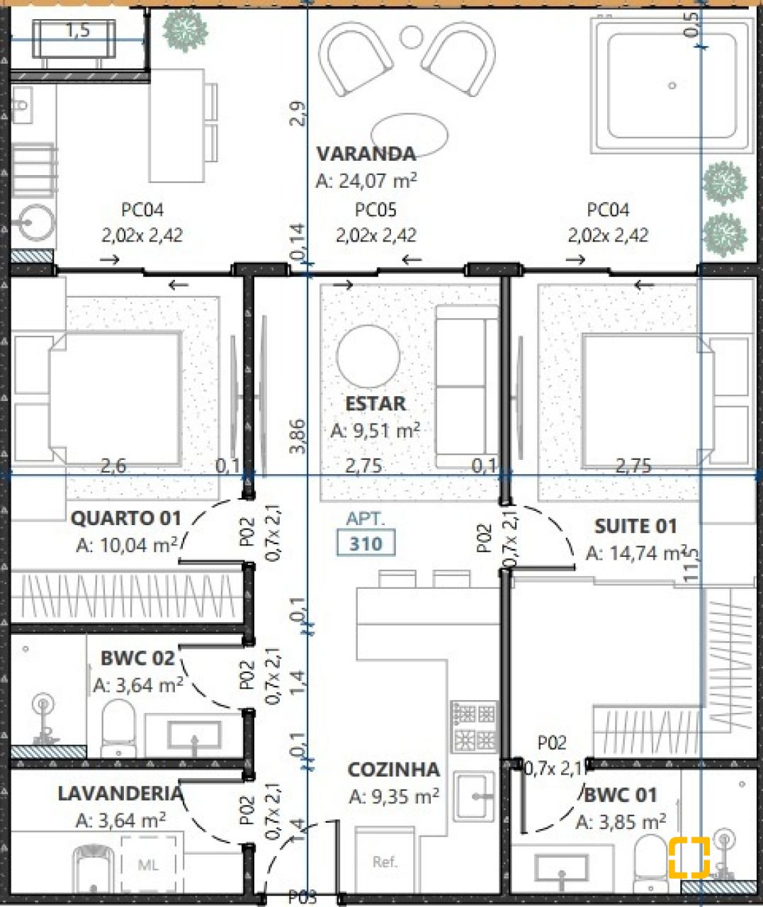 Apartamento com 84m², 3 quartos (sendo 1 suíte), 1 garagem, no bairro Campeche em Florianópolis