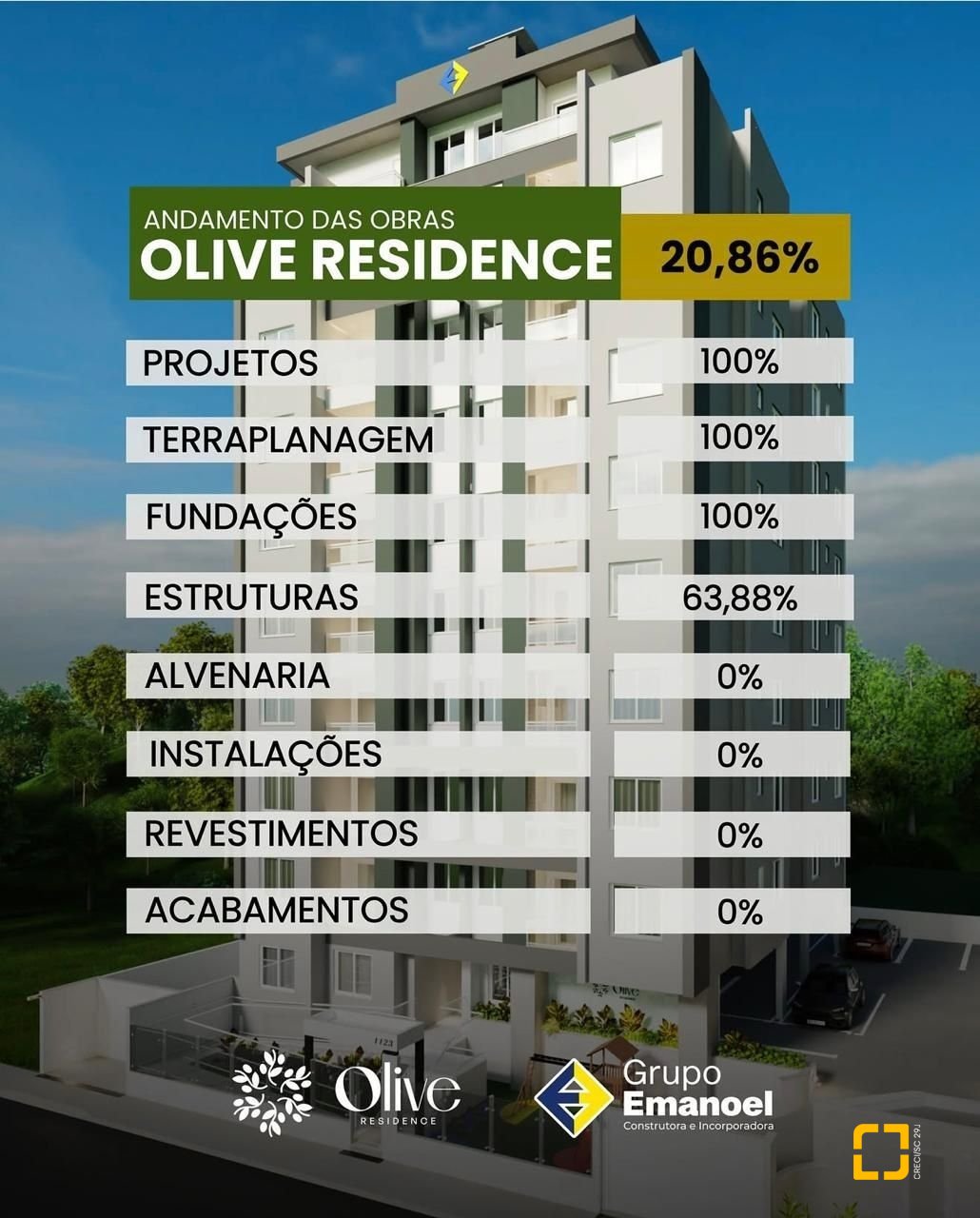 Apartamento com 59m², 2 quartos, 1 garagem, no bairro Areias em São José