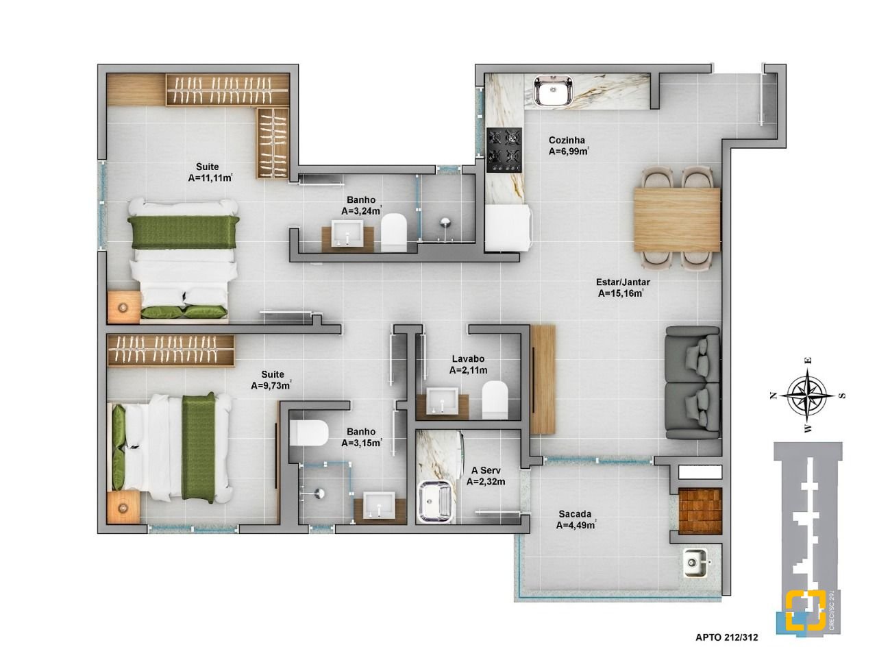 Apartamento com 72m², 4 quartos (sendo 2 suítes), 1 garagem, no bairro Ingleses em Florianópolis
