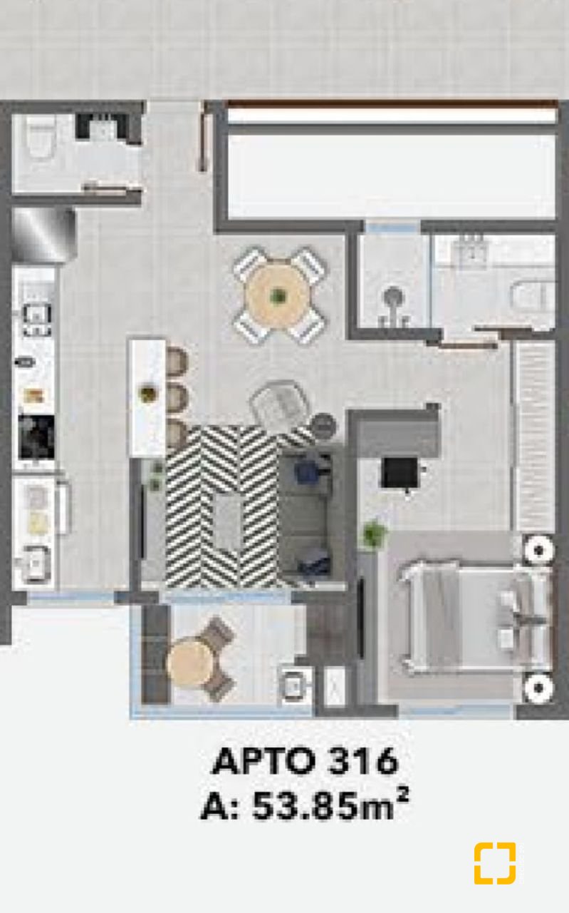 Apartamento com 53m², 2 quartos (sendo 1 suíte), 1 garagem, no bairro Jurerê em Florianópolis