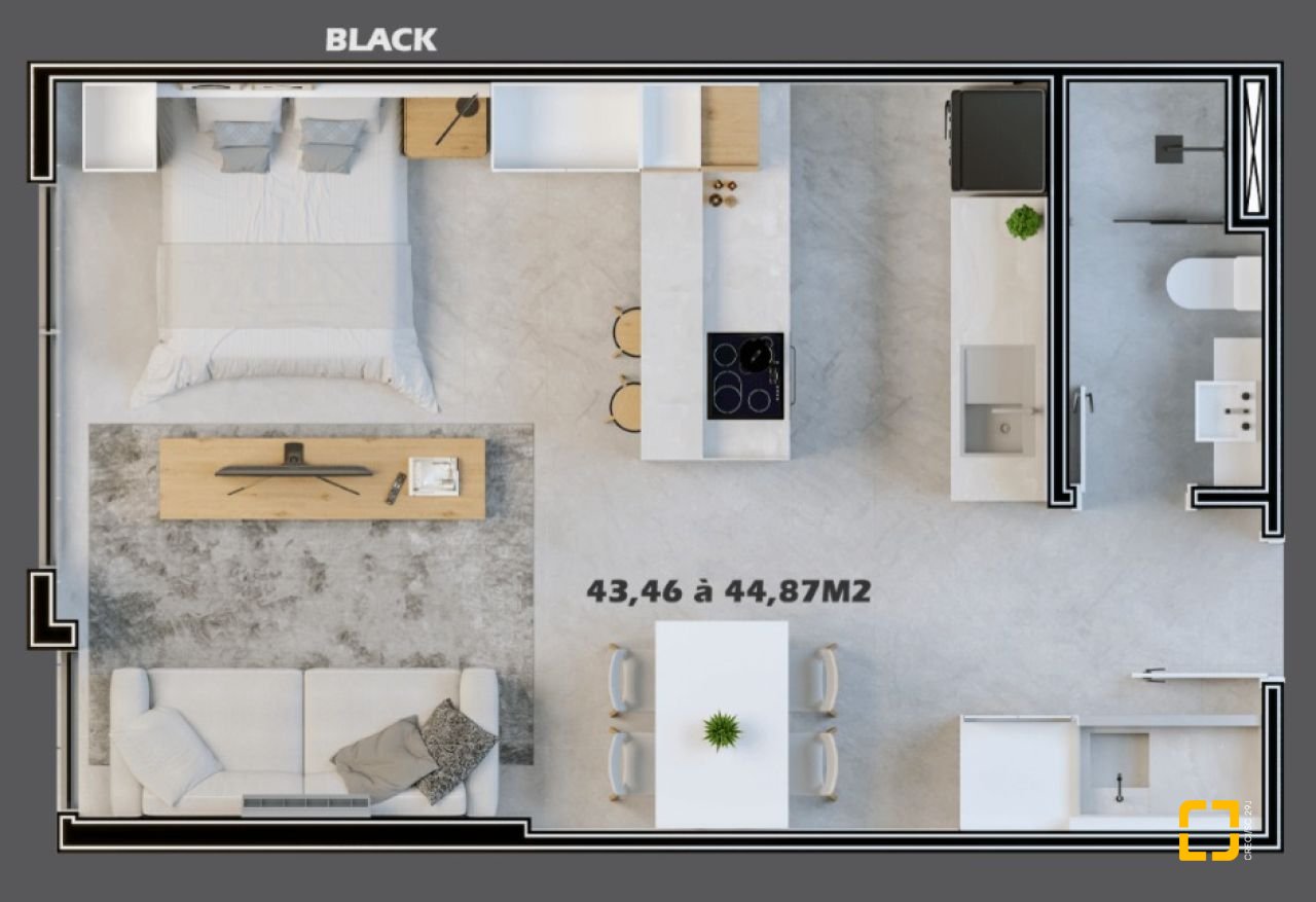 Studio com 44m², 1 quarto, 1 garagem, no bairro Trindade em Florianópolis