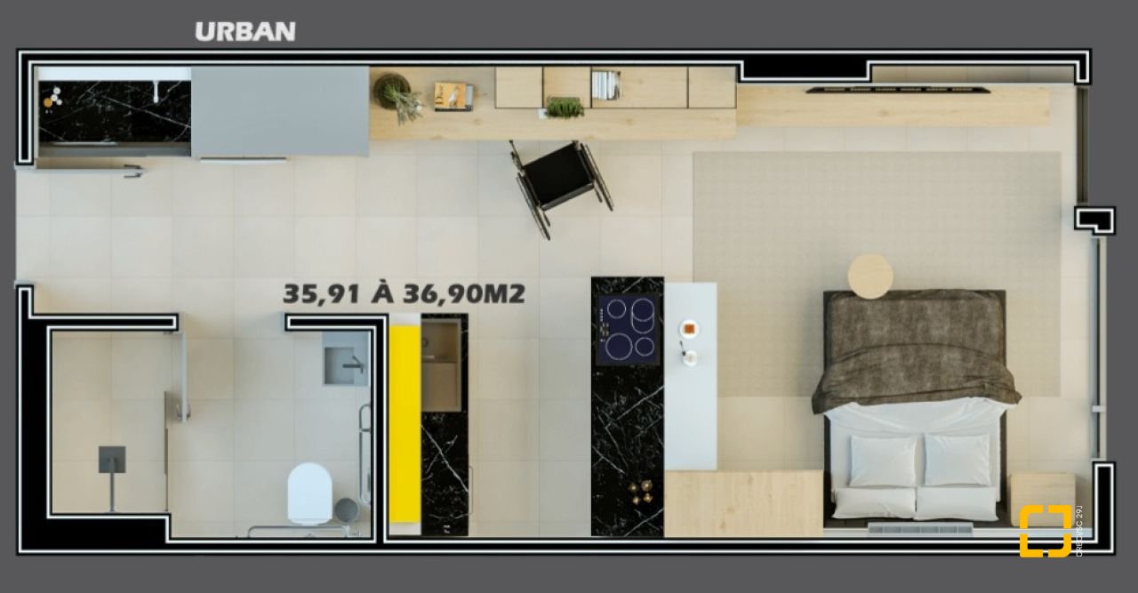 Studio com 35m², 1 quarto, 1 garagem, no bairro Trindade em Florianópolis