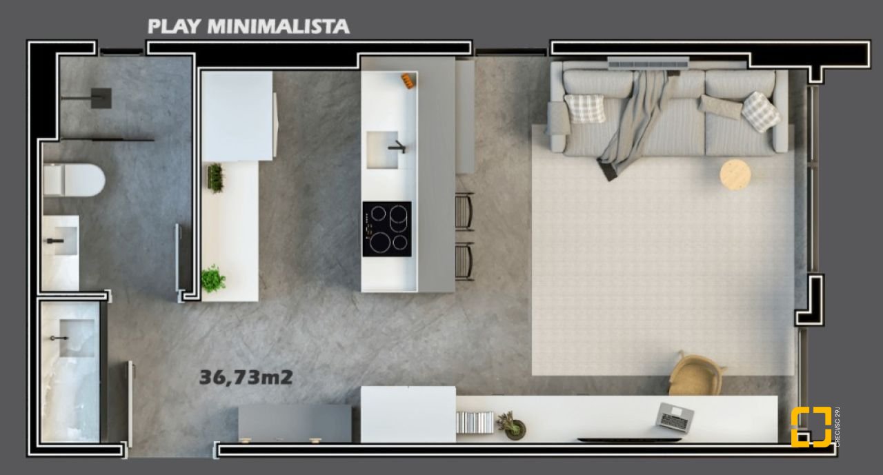 Studio com 36m², 1 quarto, 1 garagem, no bairro Trindade em Florianópolis