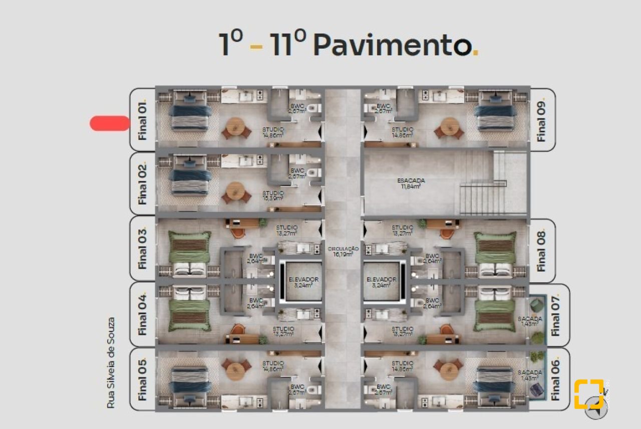 Studio com 20m², no bairro Centro em Florianópolis
