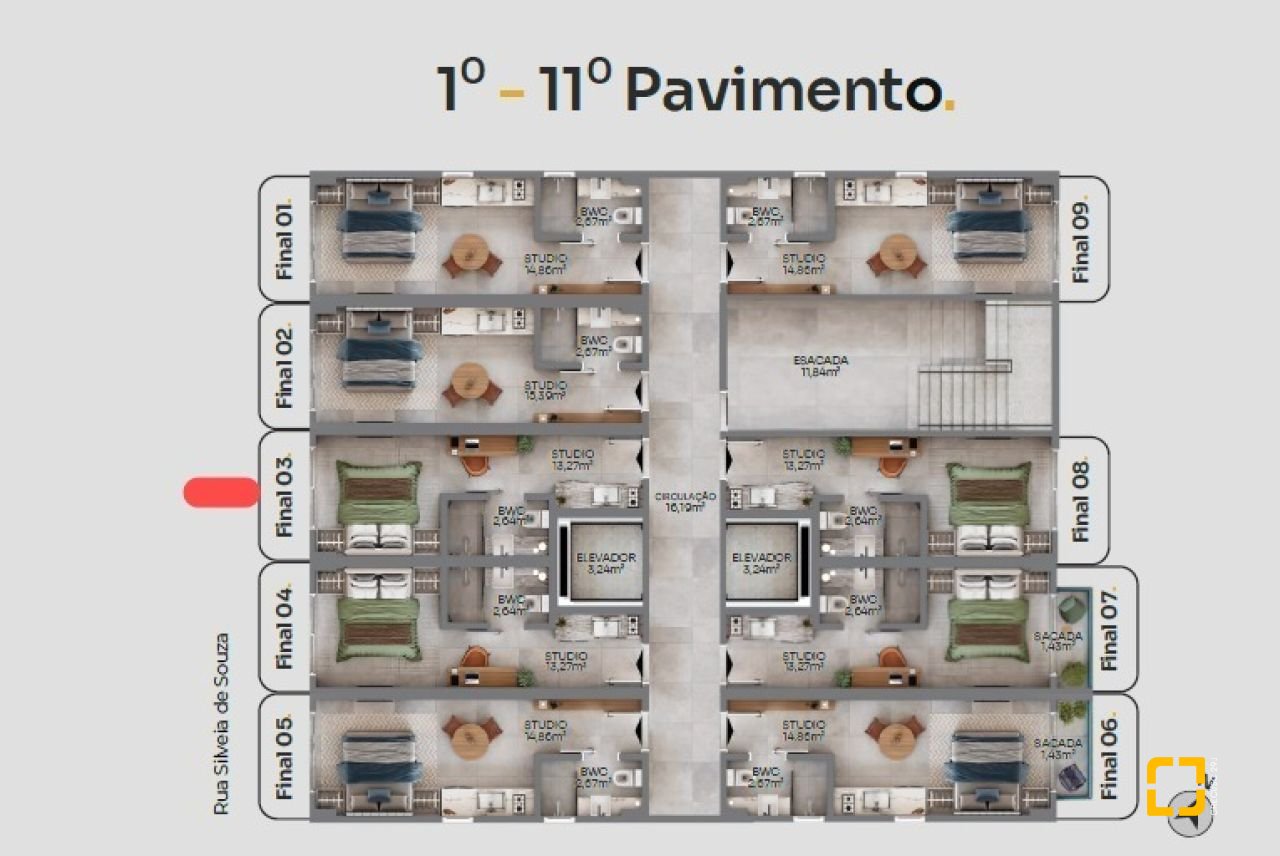 Studio com 18m², no bairro Centro em Florianópolis