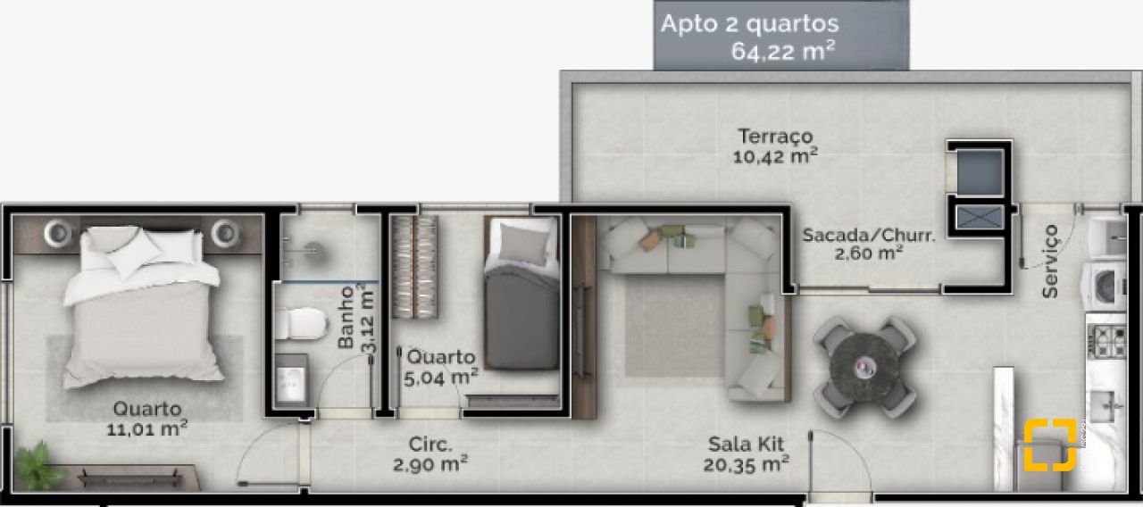 Apartamento com 64m², 2 quartos, 1 garagem, no bairro Carvoeira em Florianópolis
