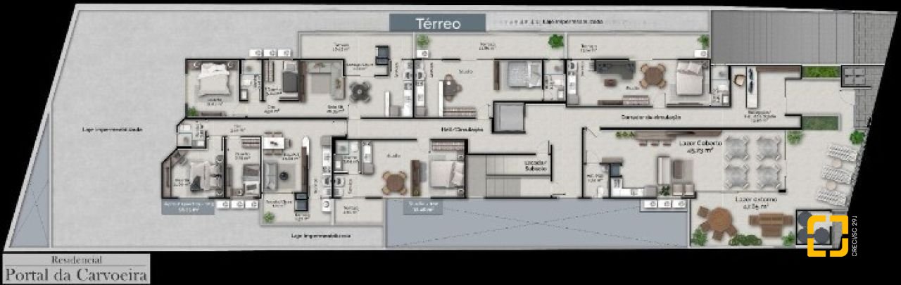 Apartamento com 64m², 2 quartos, 1 garagem, no bairro Carvoeira em Florianópolis