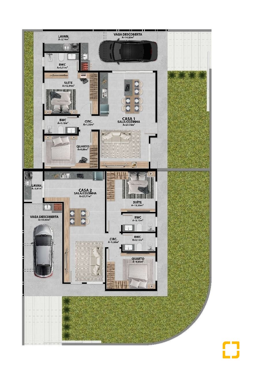 Casa com 78m², 2 quartos (sendo 1 suíte), 1 garagem, no bairro Forquilhas em São José