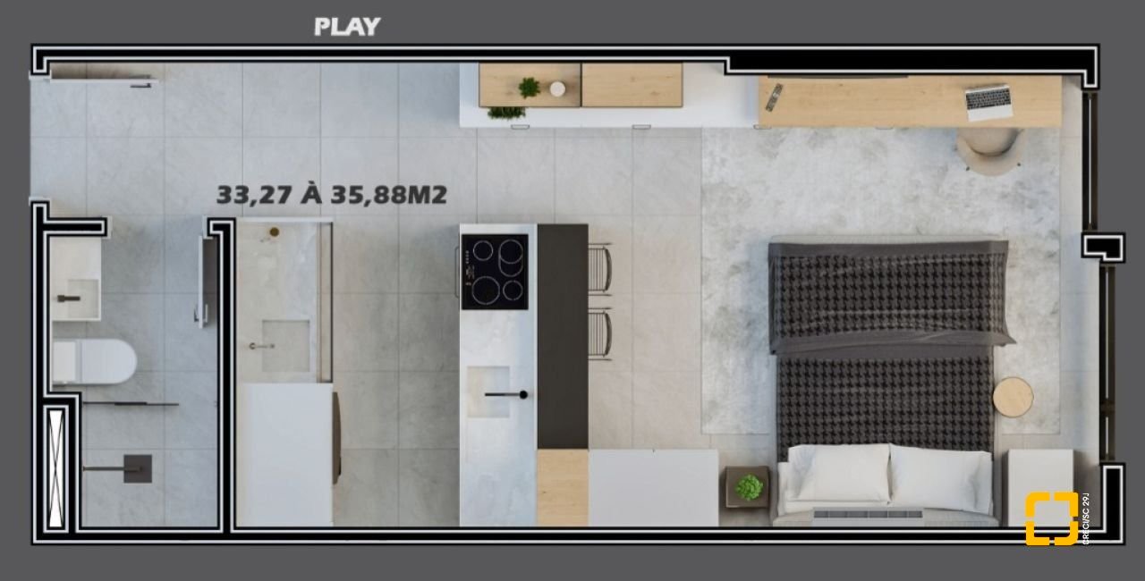 Studio com 44m², 1 quarto, 1 garagem, no bairro Trindade em Florianópolis