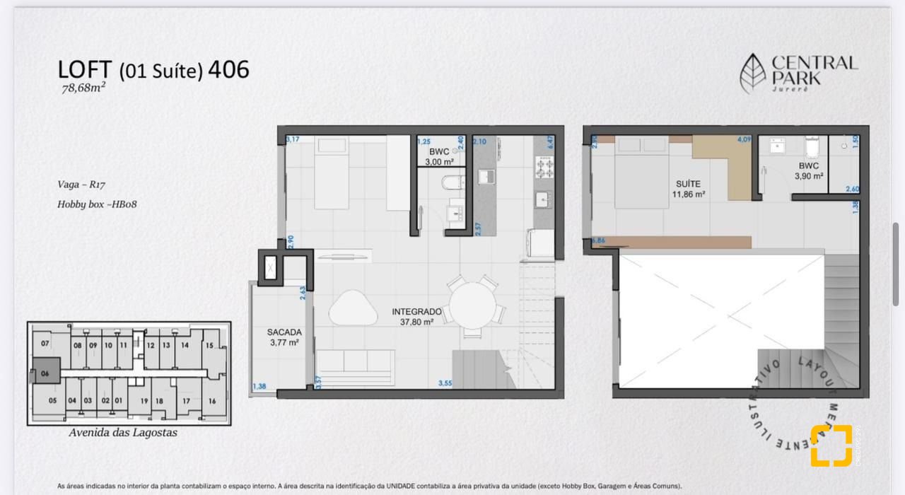 Loft com 76m², 1 quarto (sendo 1 suíte), 1 garagem, no bairro Jurerê Internacional em Florianópolis