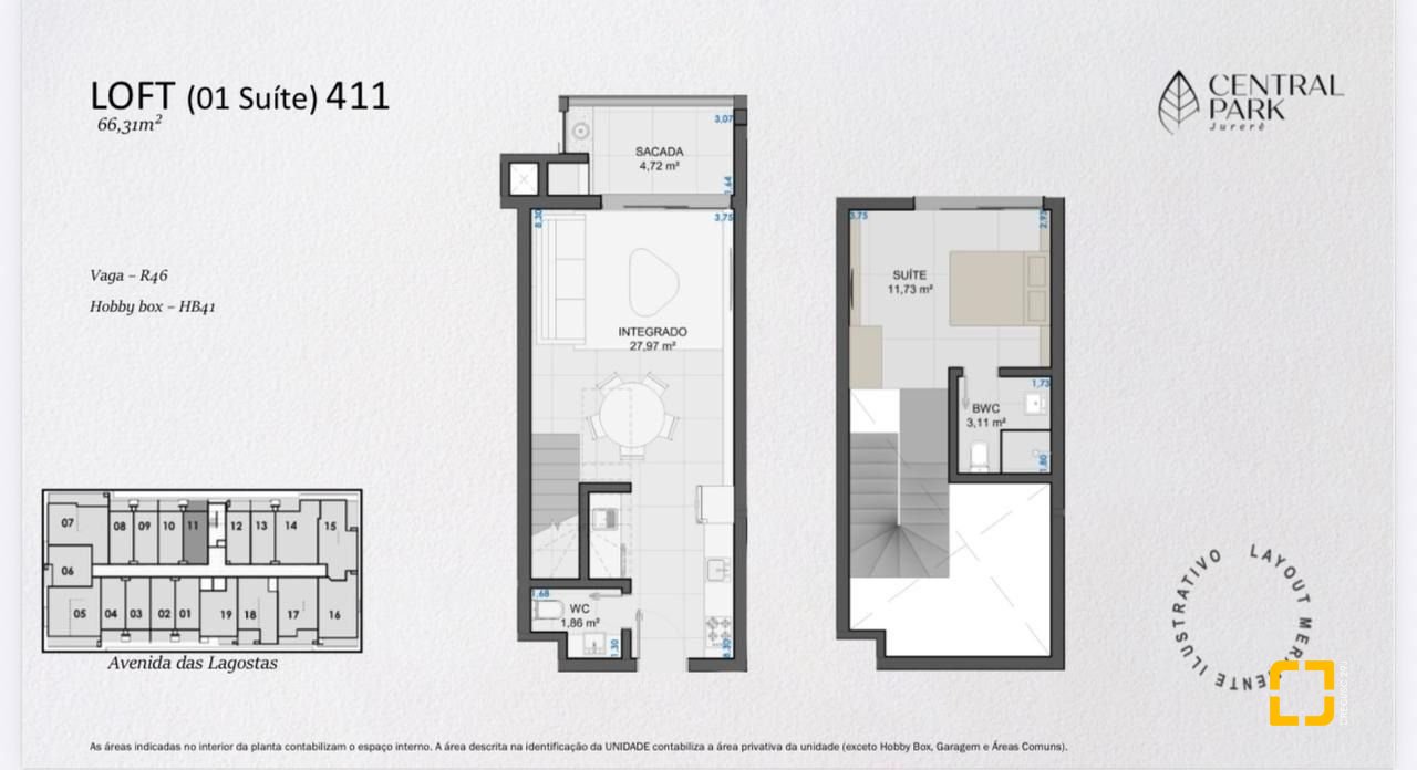 Loft com 66m², 1 quarto (sendo 1 suíte), 1 garagem, no bairro Jurerê Internacional em Florianópolis