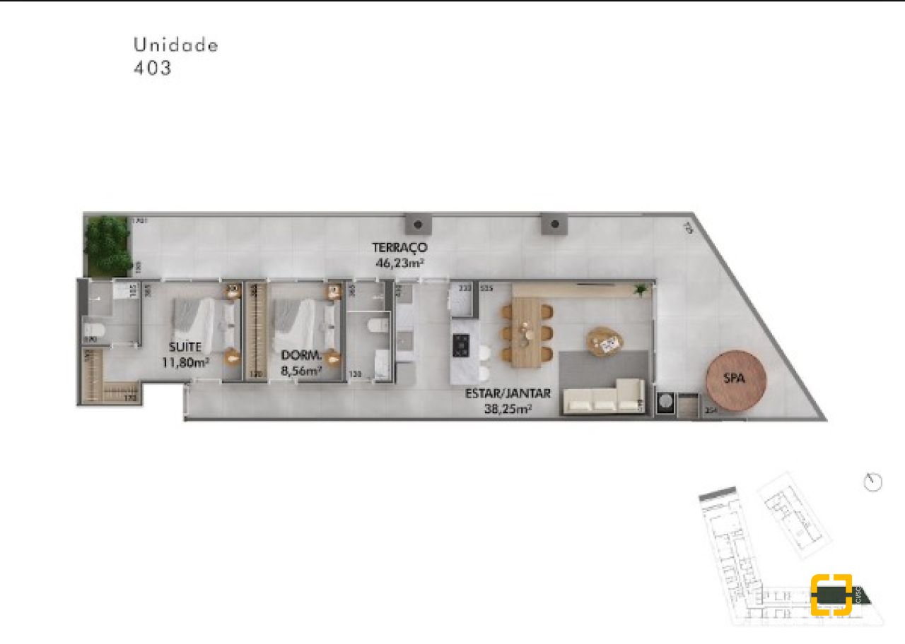 Cobertura com 128m², 2 quartos (sendo 1 suíte), 1 garagem, no bairro Cachoeira do Bom Jesus em Florianópolis