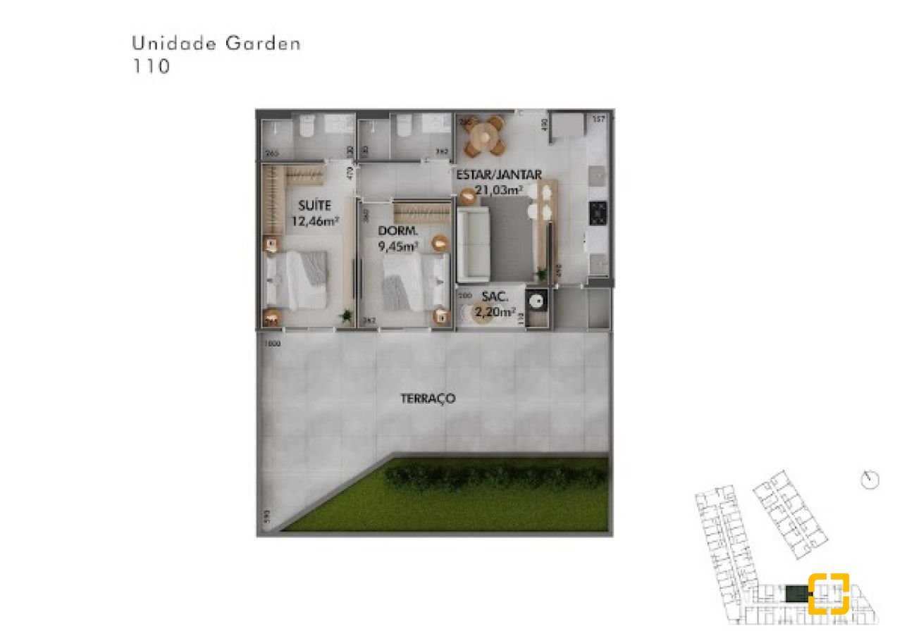 Apartamento com 106m², 3 quartos (sendo 1 suíte), 1 garagem, no bairro Cachoeira do Bom Jesus em Florianópolis