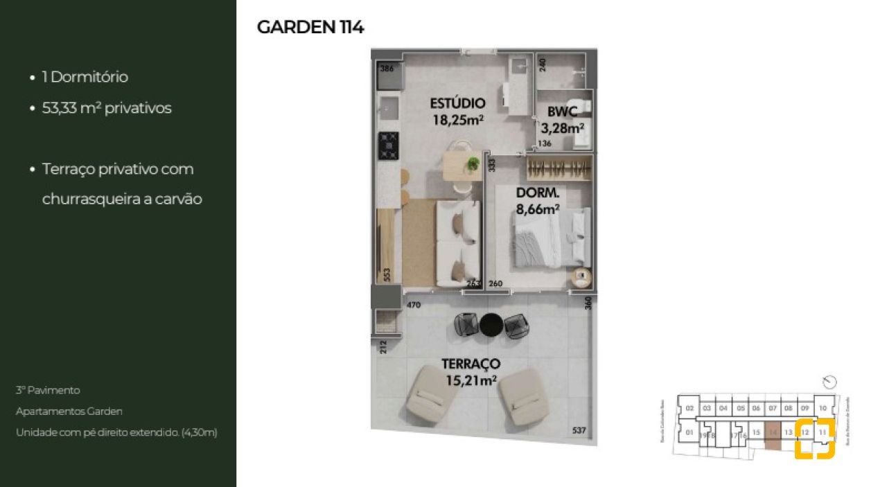 Apartamento com 33m², 1 quarto, no bairro Cachoeira do Bom Jesus em Florianópolis