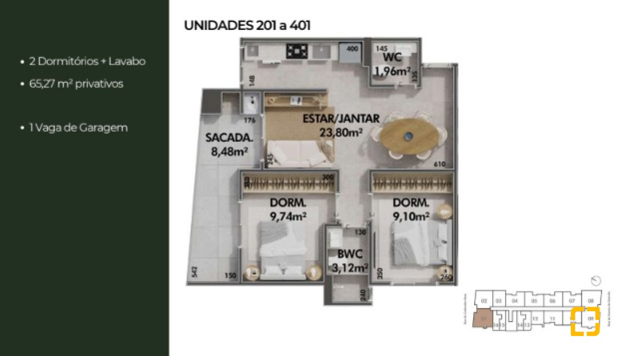 Apartamento com 33m², 1 quarto, no bairro Cachoeira do Bom Jesus em Florianópolis