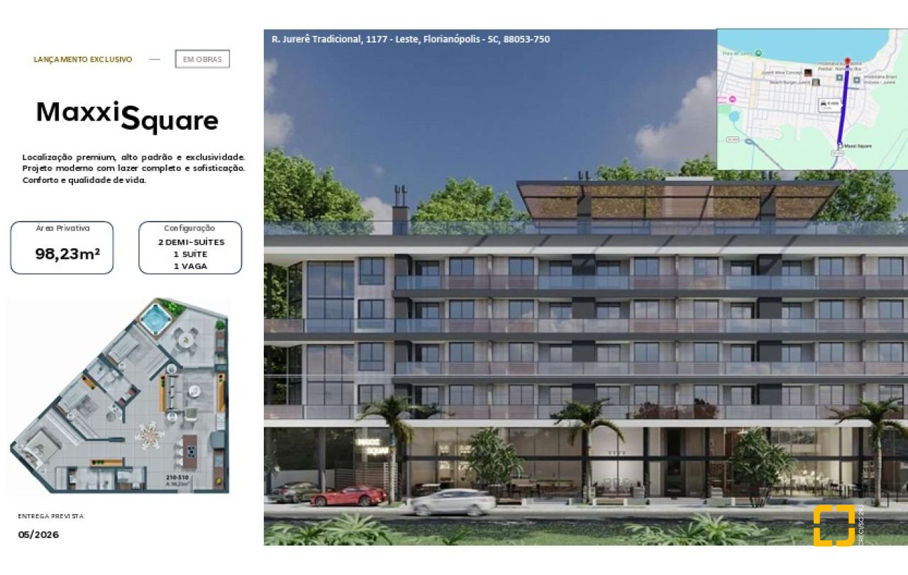 Apartamento com 98m², 3 quartos (sendo 1 suíte), 1 garagem, no bairro Jurerê em Florianópolis
